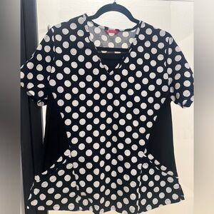 Women’s Tailors Polka Dot Women's Scrub Top - Med-Large (Like new)